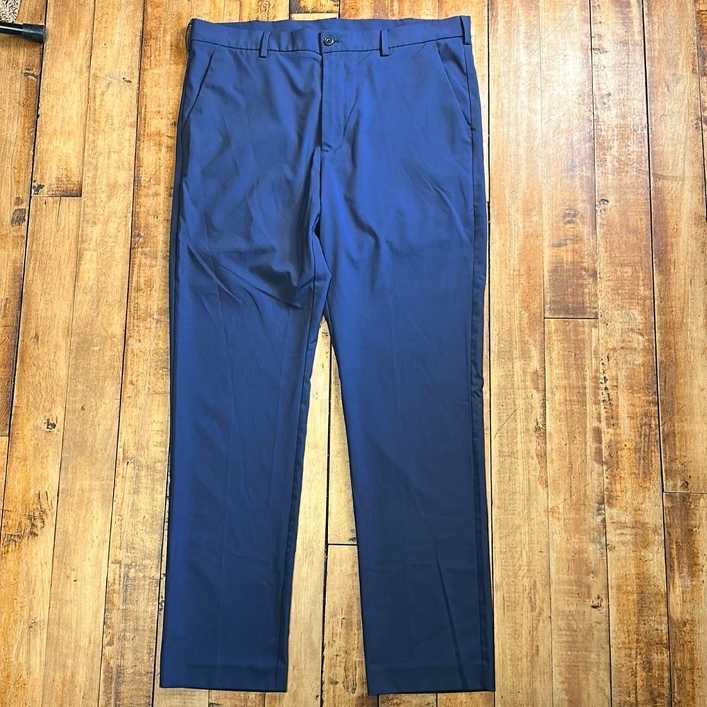 Links Edition Mens size 36 x 32 Blue Formal Trousers tapered leg wedding golf